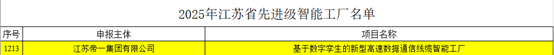 江蘇帝一集團：智能制造與數字化轉型再傳捷報，連獲江蘇省先進(jìn)級智能工廠(chǎng)、江蘇省智能制造車(chē)間和五星級上云企業(yè)認定(圖2)